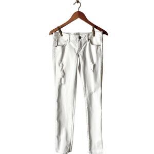 AEO White Ripped Leg Skinny Jeans Size 4